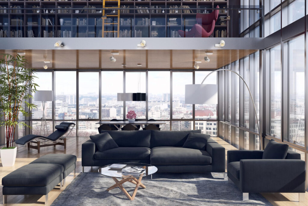 Modernes Loft mit Stadtblick.