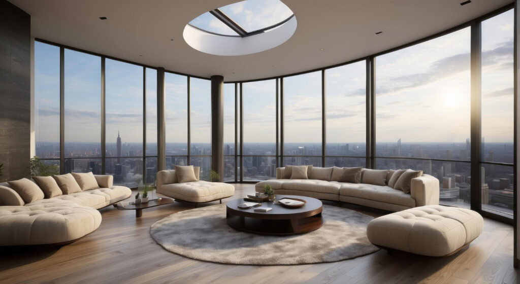 Luxuriöses Penthouse mit Stadtblick.