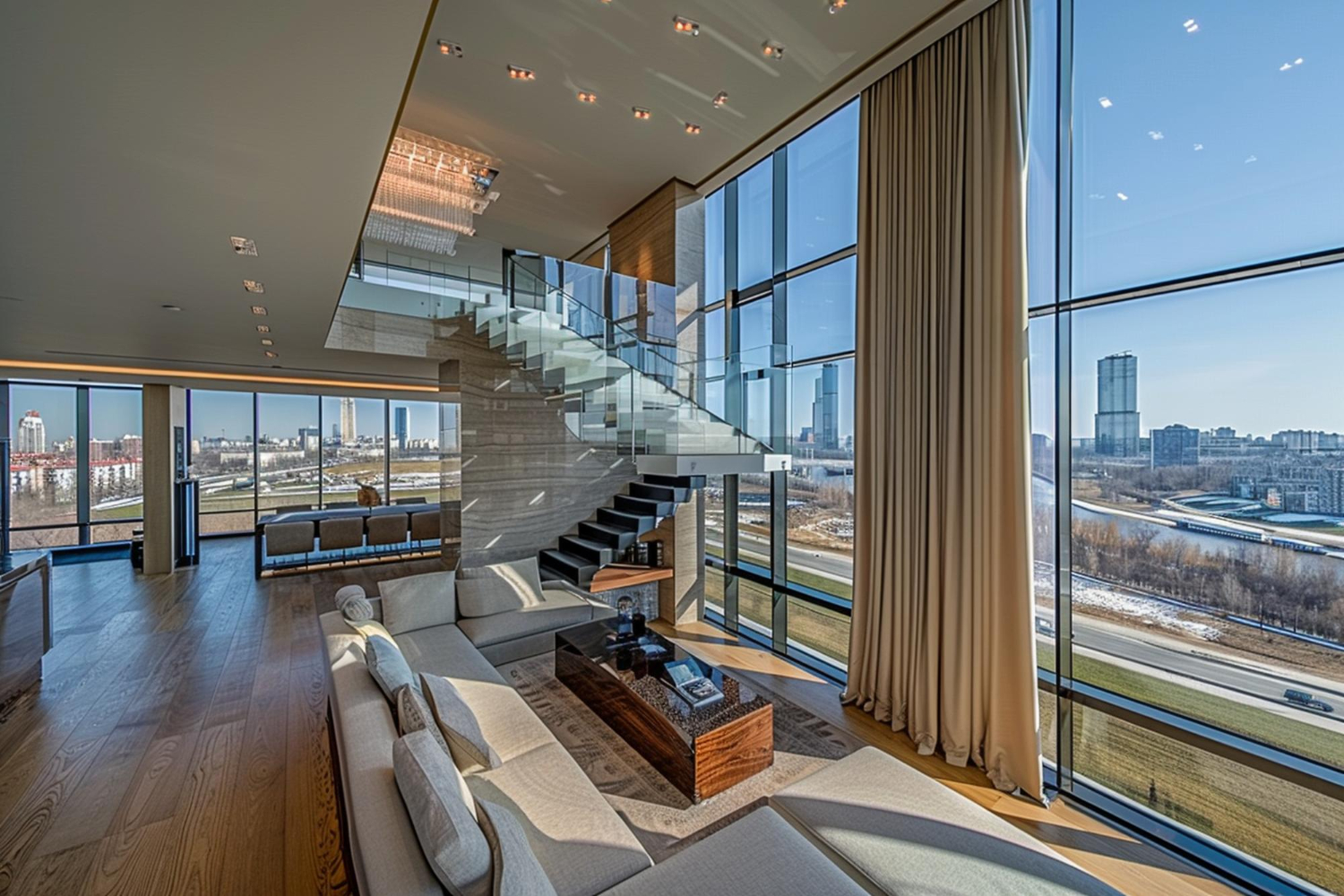 Luxuriöses Penthouse mit Stadtblick.